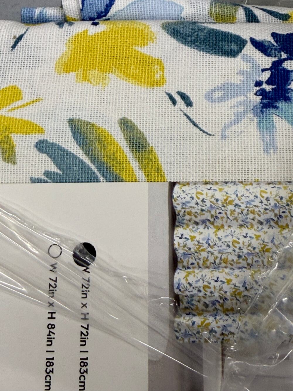 Laura Ashley Nora Yellow Blue Floral Cotton Shower Curtain